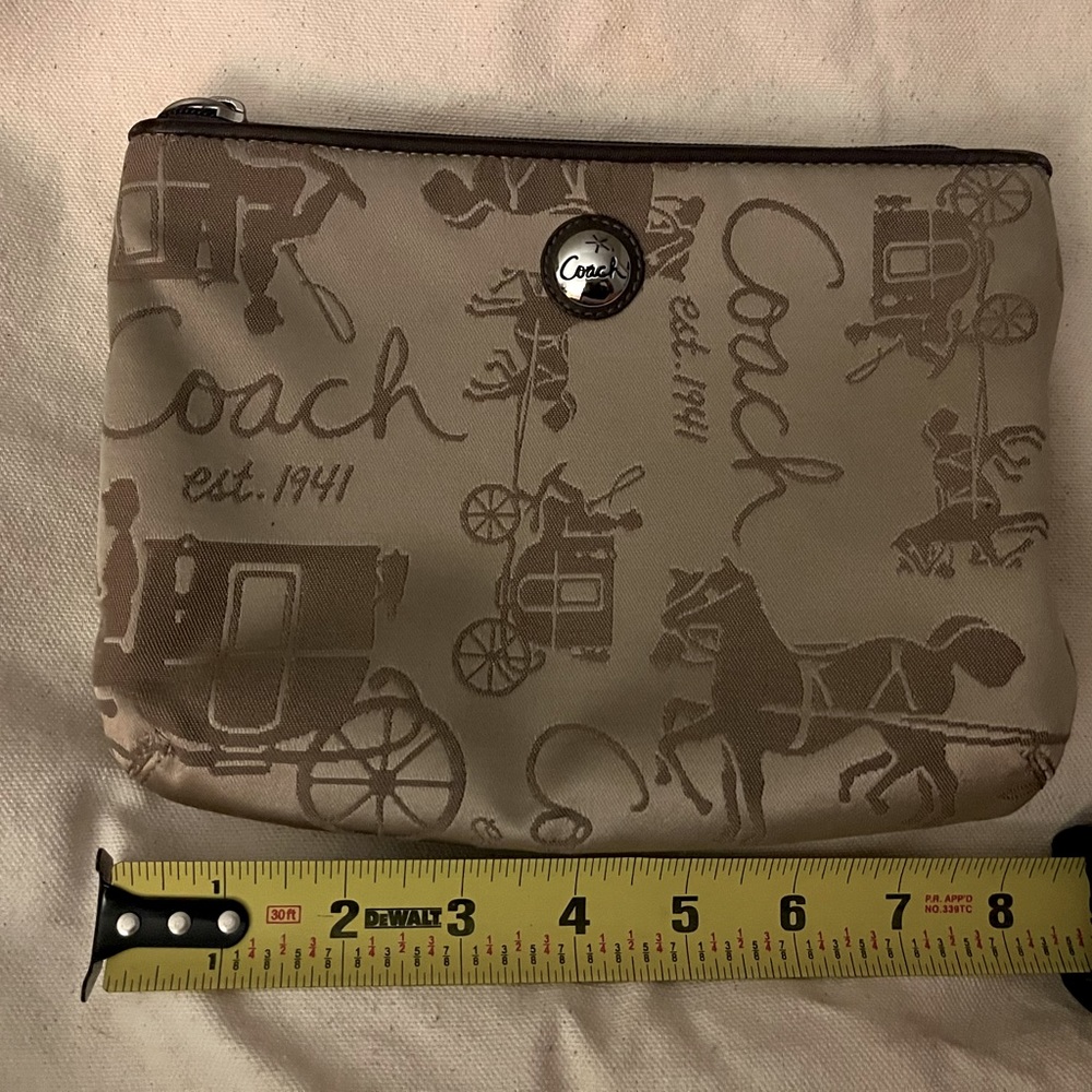 Coach Brand make-up/accessory bag in khaki and mahogany